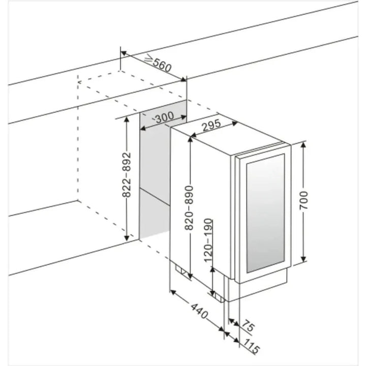 mQuvée - 300mm - Undercounter - Champagne Wine Fridge - WineCave 700 30S