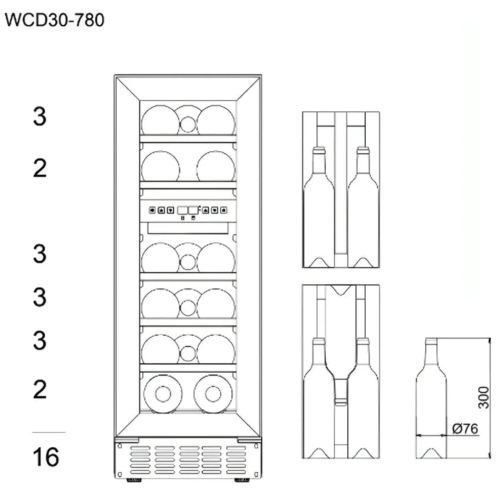 mQuvée - 300mm - Undercounter Wine Fridge - WineCave 780 30D Anthracite Black