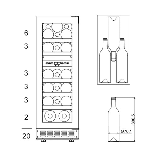 mQuvée - 300mm - Undercounter Wine Fridge - WineCave 780 30D Stainless