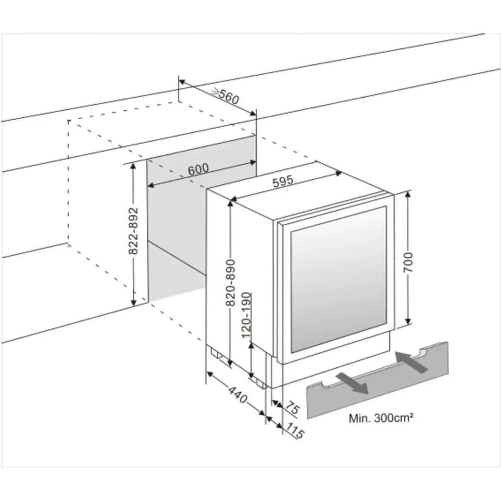 mQuvée - 600mm - Undercounter - Champagne Wine Fridge - WineCave 700 60S