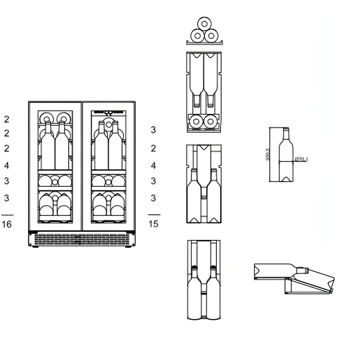 mQuvée - 600mm - Undercounter Wine Fridge - WineCave 60D2 Powder White