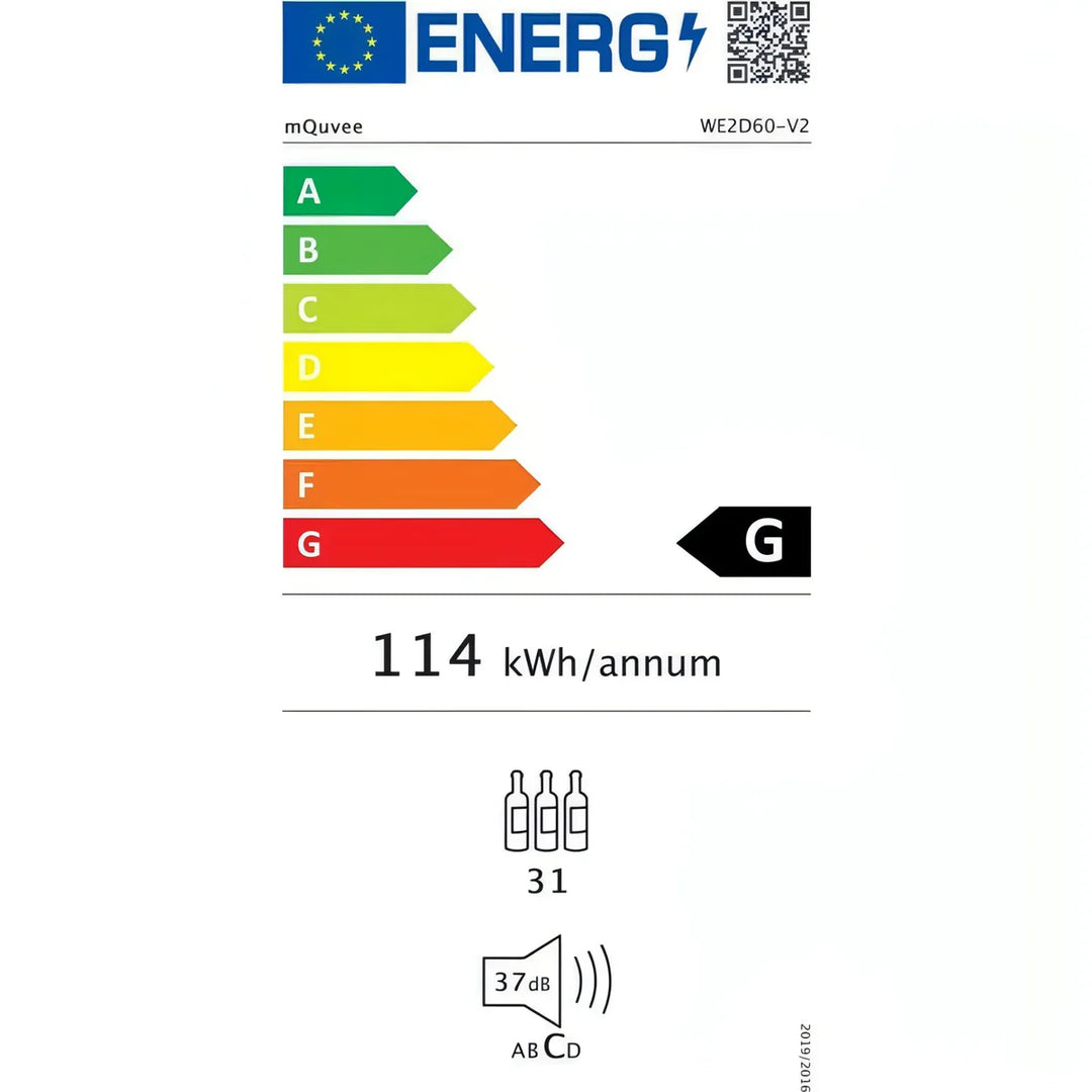 mQuvée - 600mm - Undercounter Wine Fridge - WineCave 60D2 Powder White