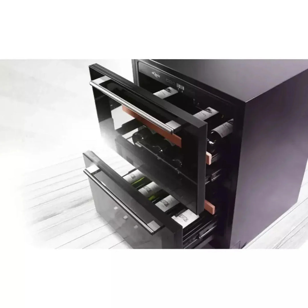 mQuvée - 600mm - Undercounter Wine Fridge - WineCave 60DD Fullglass Black