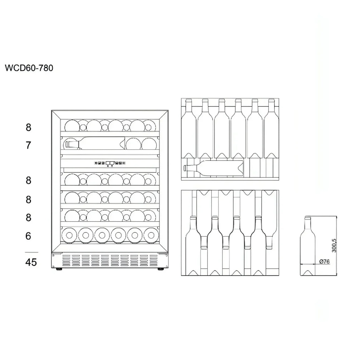 mQuvée - 600mm - Undercounter Wine Fridge - WineCave 780 60D Anthracite Black