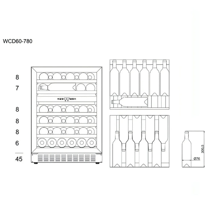 mQuvée - 600mm - Undercounter Wine Fridge - WineCave 780 60D Anthracite Black