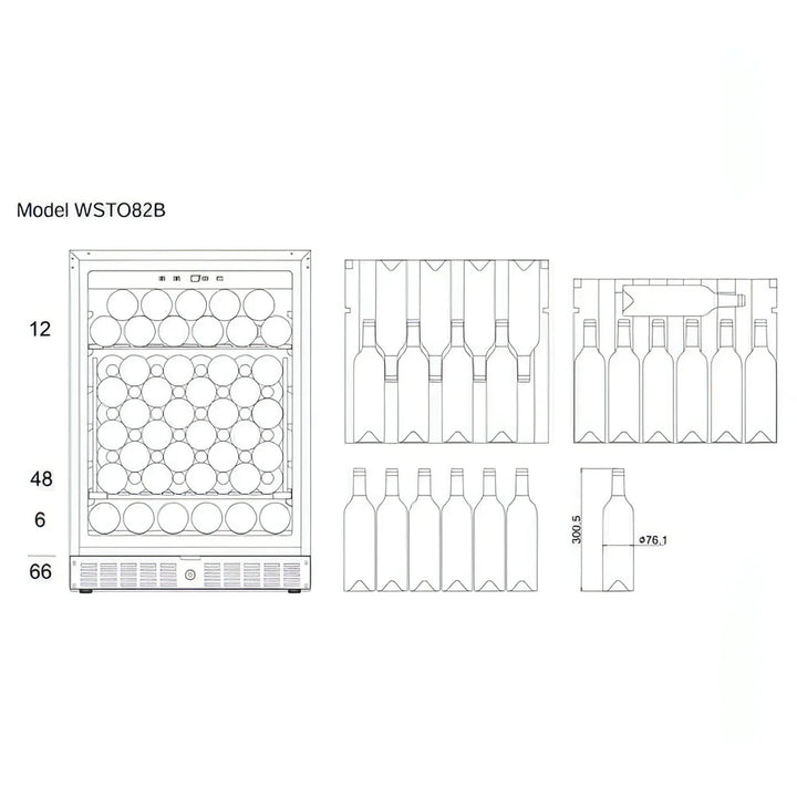 mQuvée - 600mm - WineStore 82 - 66 Bottles - Anthracite Black