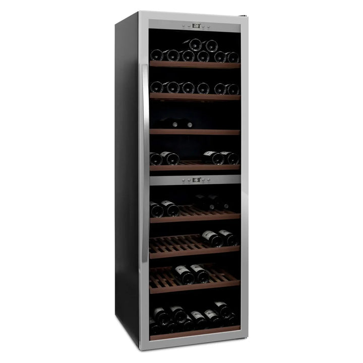 mQuvée - Wine Expert 180 - Dual Zone Freestanding Wine Cooler - Stainless Steel