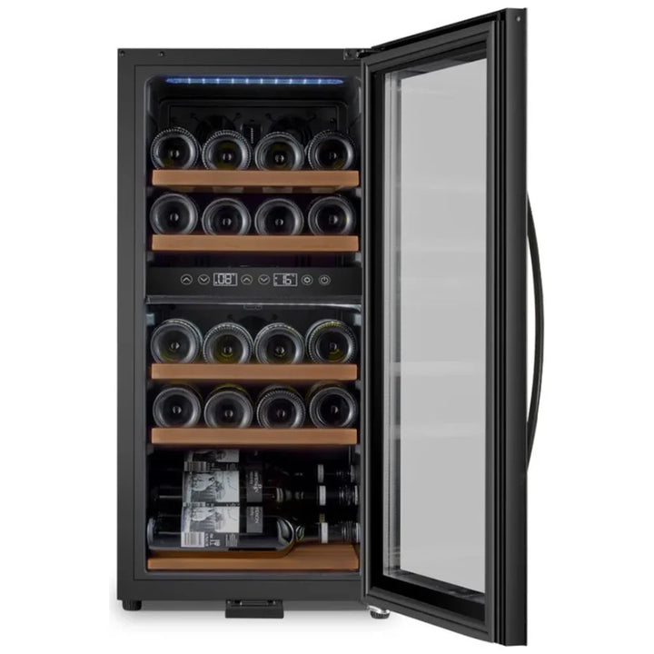 mQuvée - Wine Expert 24 - Dual Zone - Freestanding Wine Cooler - Fullglass Black