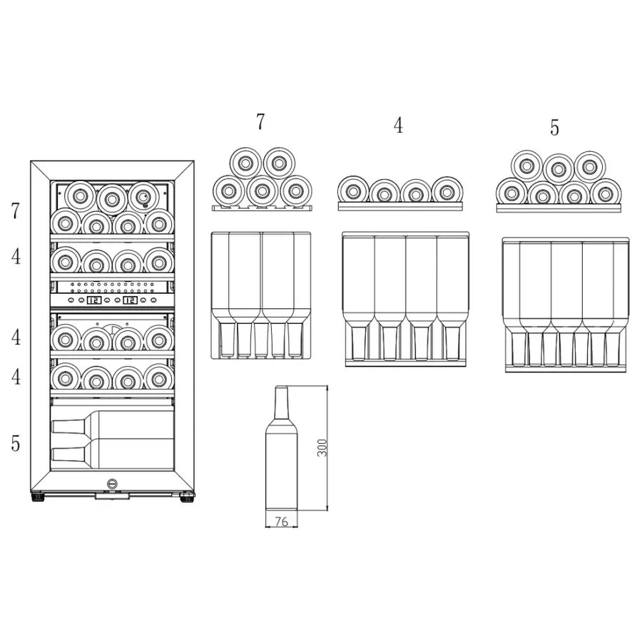 mQuvée - Wine Expert 24 - Dual Zone - Freestanding Wine Cooler - Fullglass Black