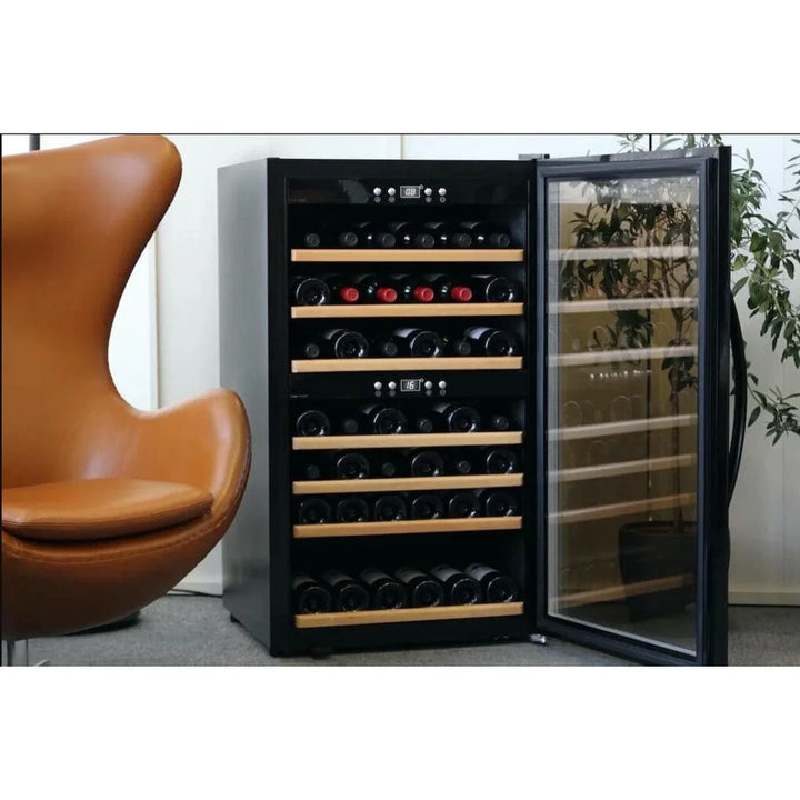 mQuvée - Wine Expert 66 Dual Zone - Freestanding Wine Cooler - Fullglass Black