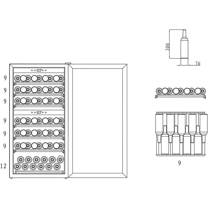 mQuvée - Wine Expert 66 Dual Zone - Freestanding Wine Cooler - Fullglass Black