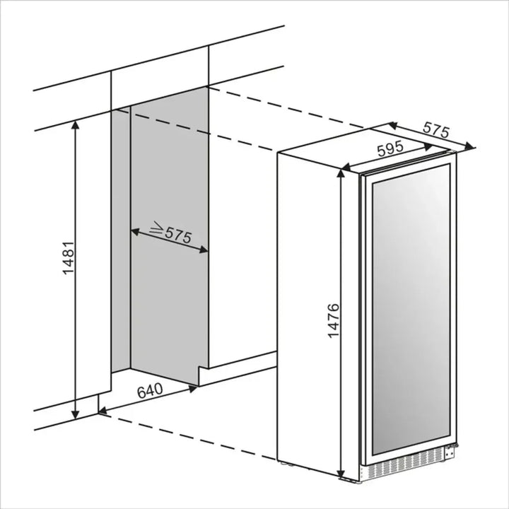 mQuvée Velvet 100 Glass - 600mm - Single Zone - Shallow Depth Tall Wine Cabinet