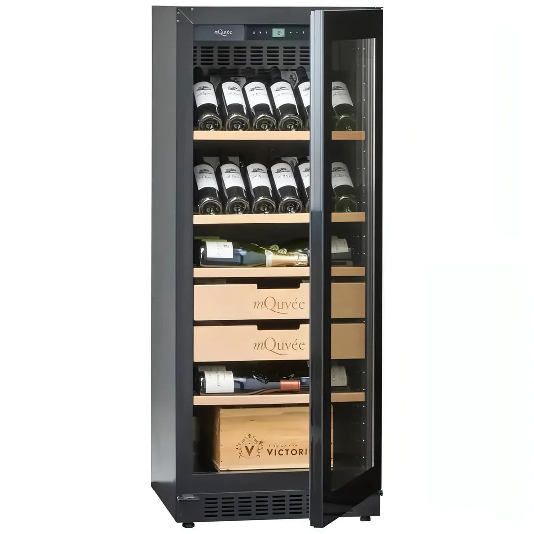 mQuvée Velvet 100 Glass - 600mm - Single Zone - Shallow Depth Tall Wine Cabinet