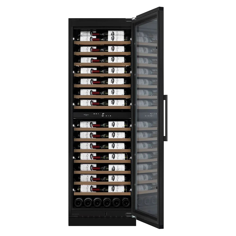 mQuvée WineCave 187 - 120 Bottles - Tall Wine Fridge - Anthracite Black - Label-view