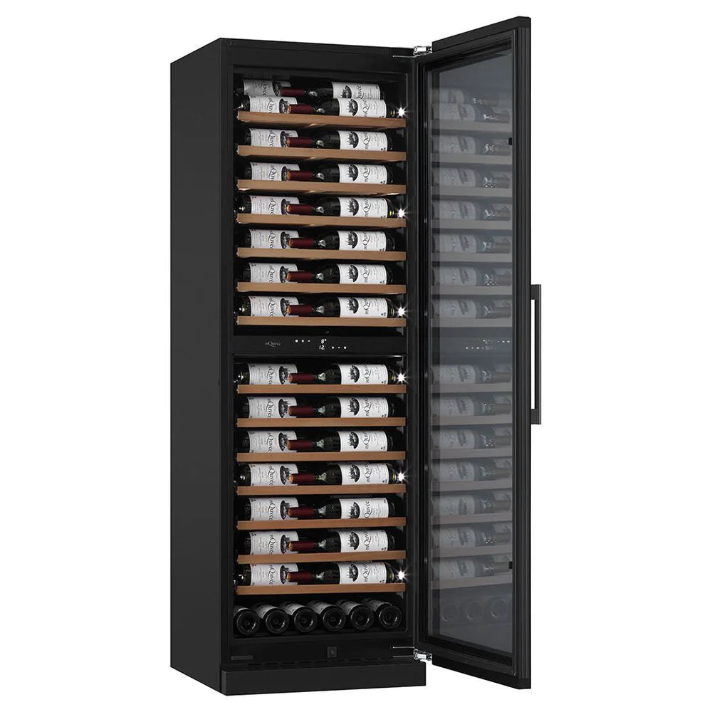 mQuvée WineCave 187 - 120 Bottles - Tall Wine Fridge - Anthracite Black - Label-view