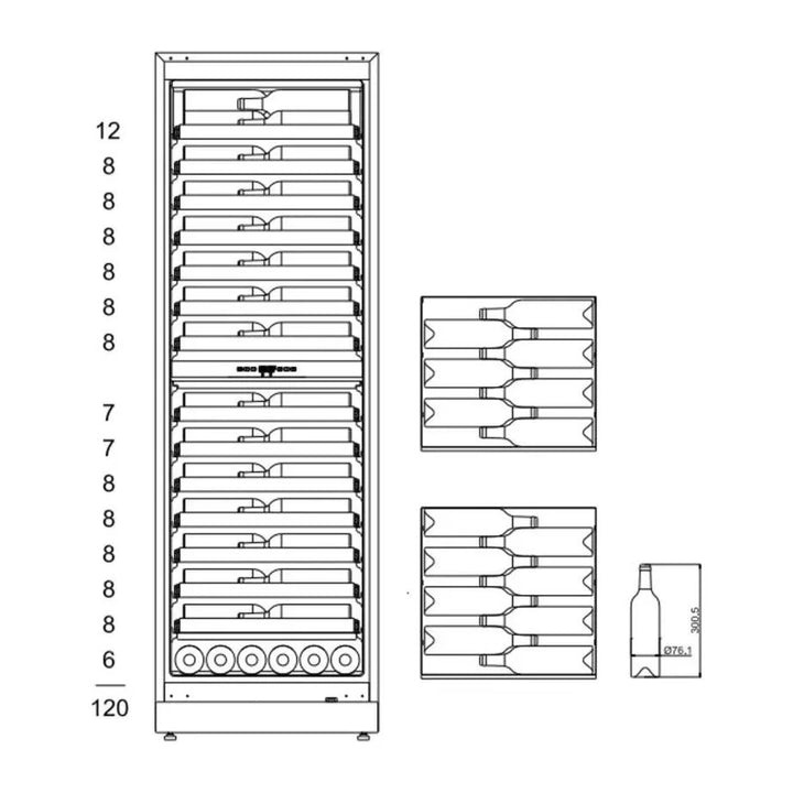 mQuvée WineCave 187 - 120 Bottles - Tall Wine Fridge - Anthracite Black - Label-view