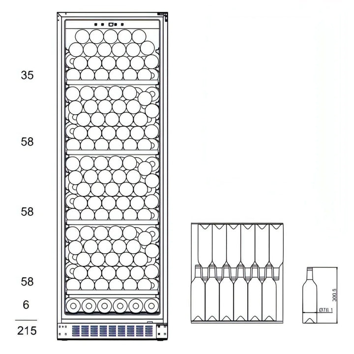 mQuvée WineStore 215 - 215 Bottles - Wine Cabinet - Full Glass Black