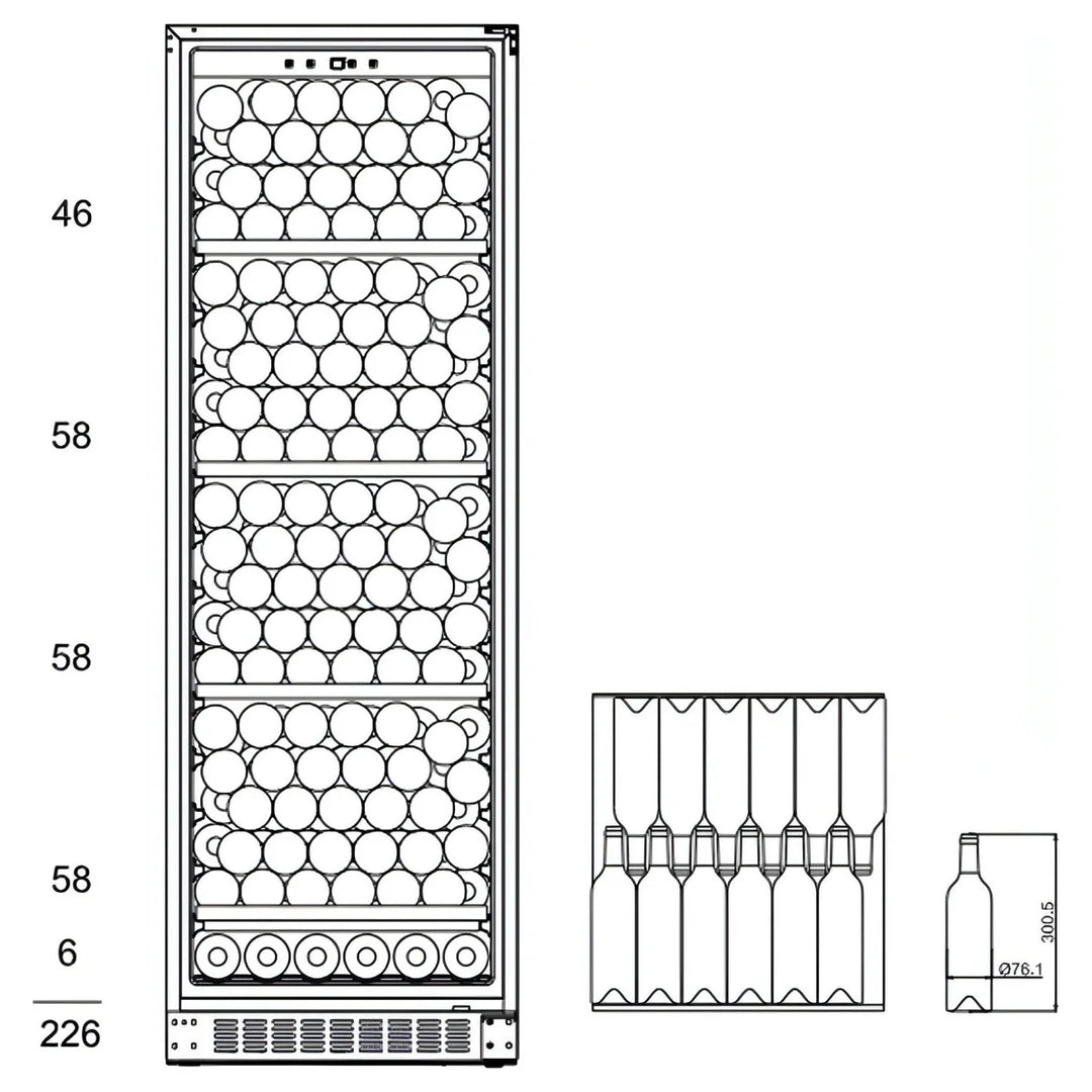 mQuvée WineStore 226 - 226 Bottles - Wine Cabinet - Solid Black