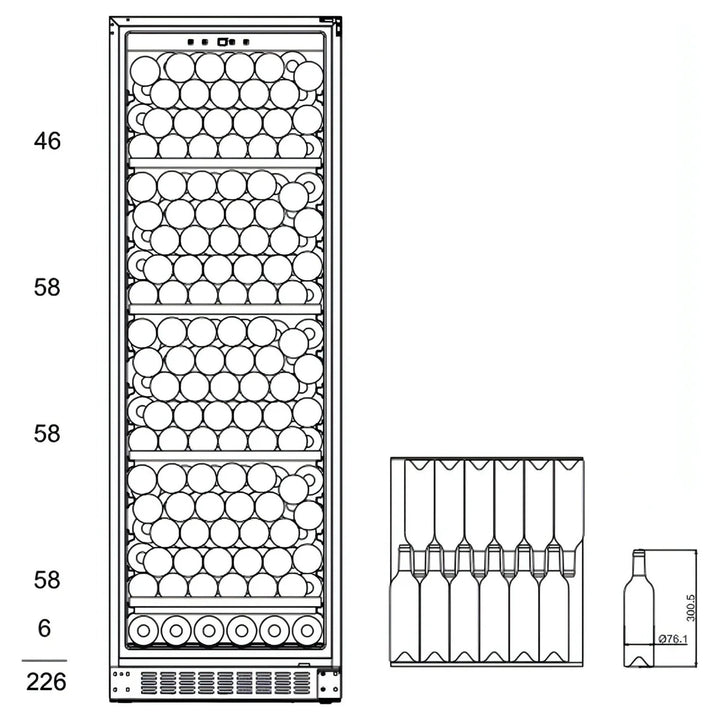 mQuvée WineStore 226 - 226 Bottles - Wine Cabinet - Solid Black