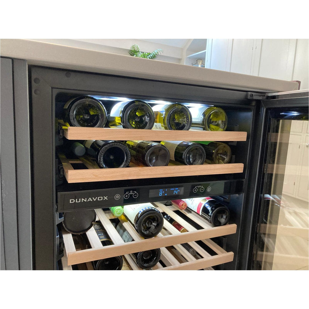 Dunavox FLOW-46D - 600mm Dual Zone - 46 Bottle - Built In Undercounter Wine Fridge - DAUF-46.145DSS